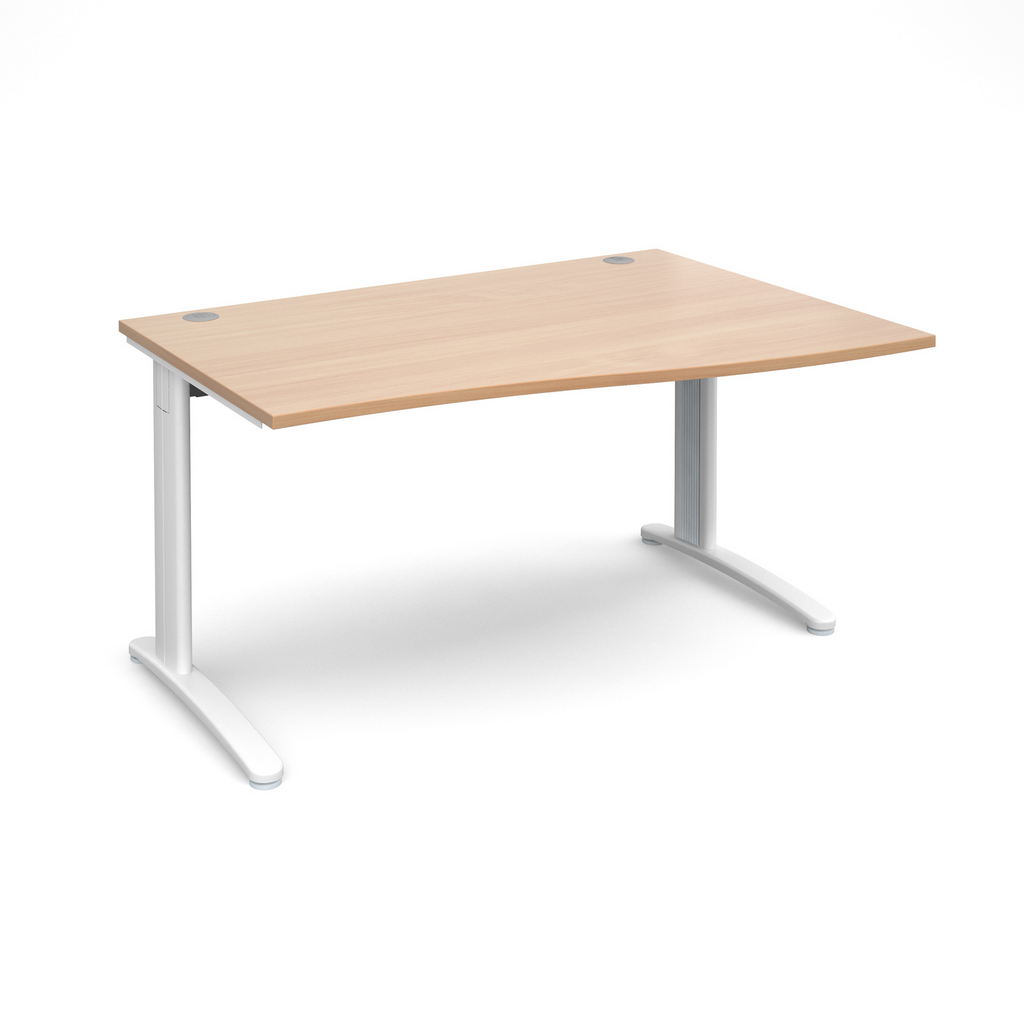Picture of TR10 right hand wave desk 1400mm - white frame, beech top