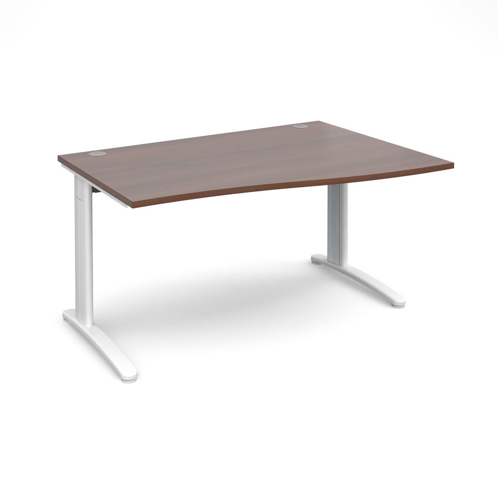 Picture of TR10 right hand wave desk 1400mm - white frame, walnut top