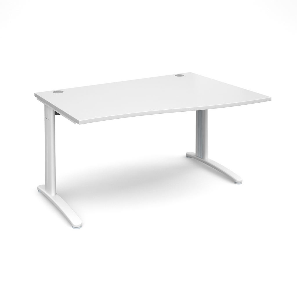 Picture of TR10 right hand wave desk 1400mm - white frame, white top