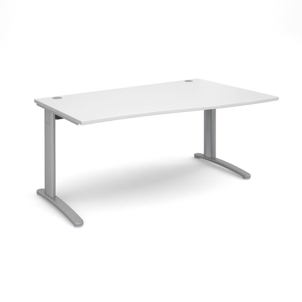Picture of TR10 right hand wave desk 1600mm - silver frame, white top