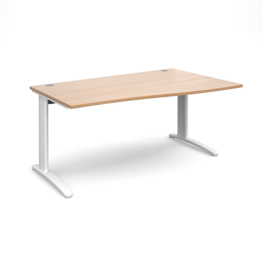Picture of TR10 right hand wave desk 1600mm - white frame, beech top