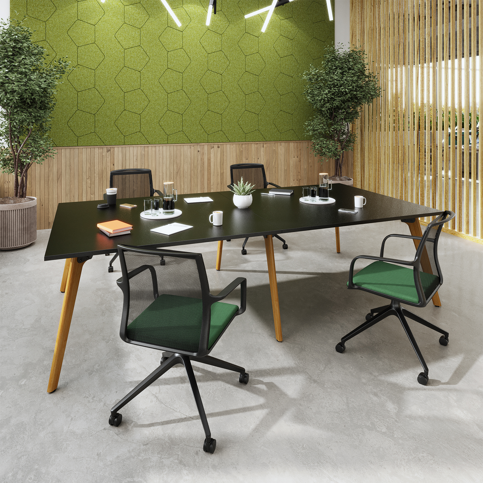 Picture of Unity circular dining table 1400dia with solid oak leg in Kendal oak