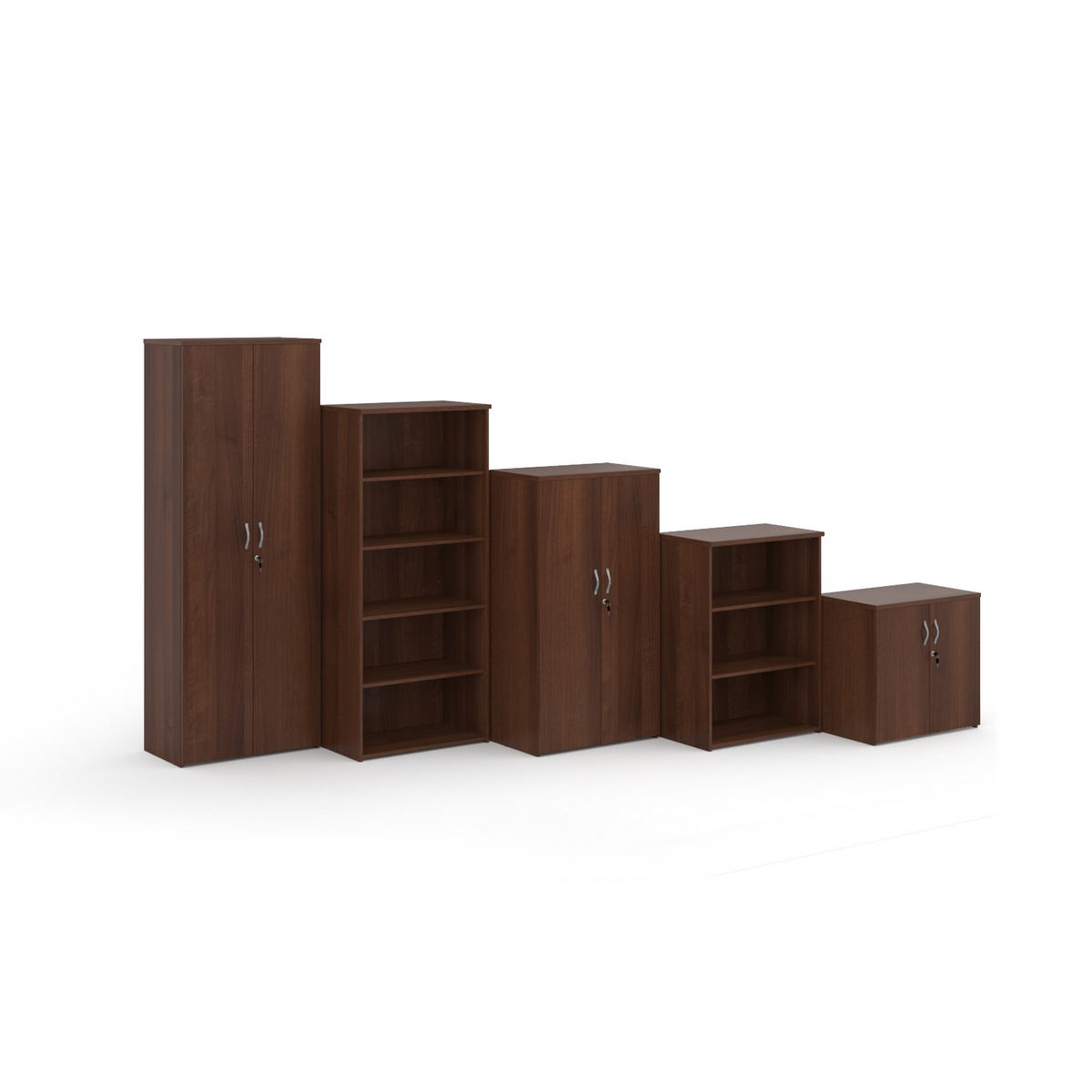 Picture of Universal bookcase 1090mm high with 2 shelves - walnut