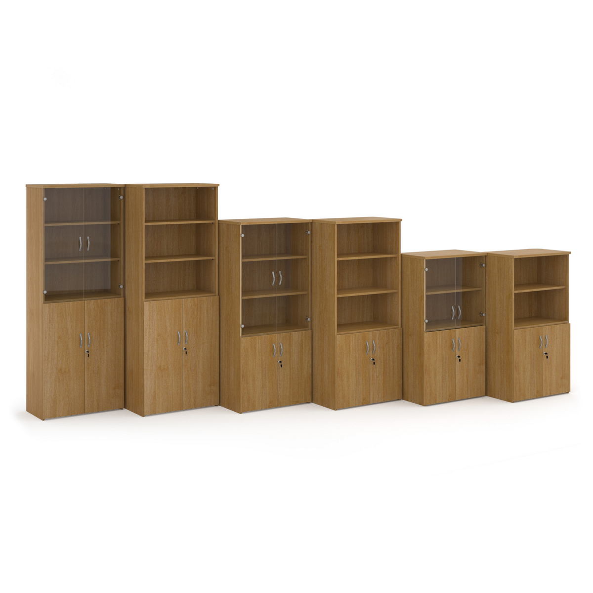 Picture of Universal combination unit with open top 2140mm high with 5 shelves - oak