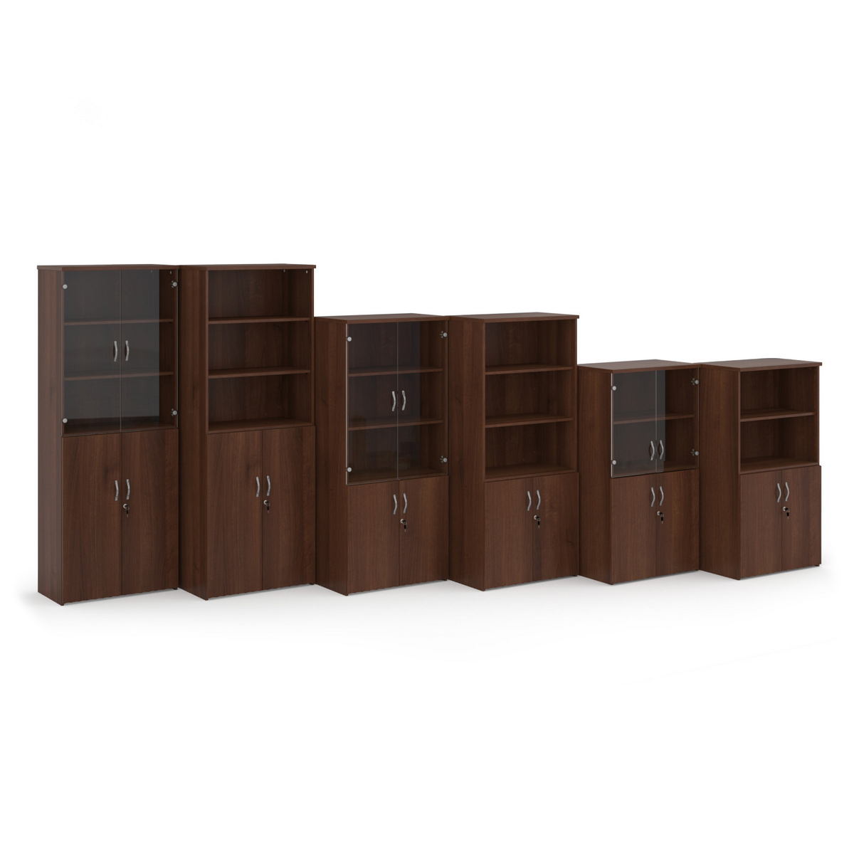 Picture of Universal combination unit with open top 2140mm high with 5 shelves - walnut