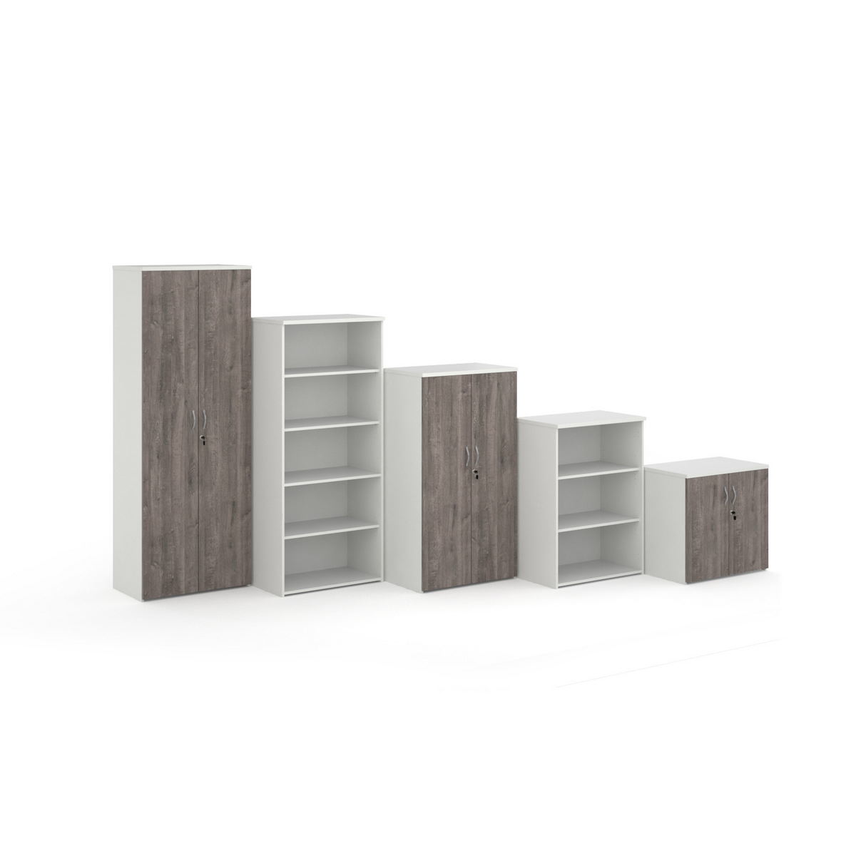 Picture of Universal double door cupboard 1090mm high with 2 shelves - grey oak