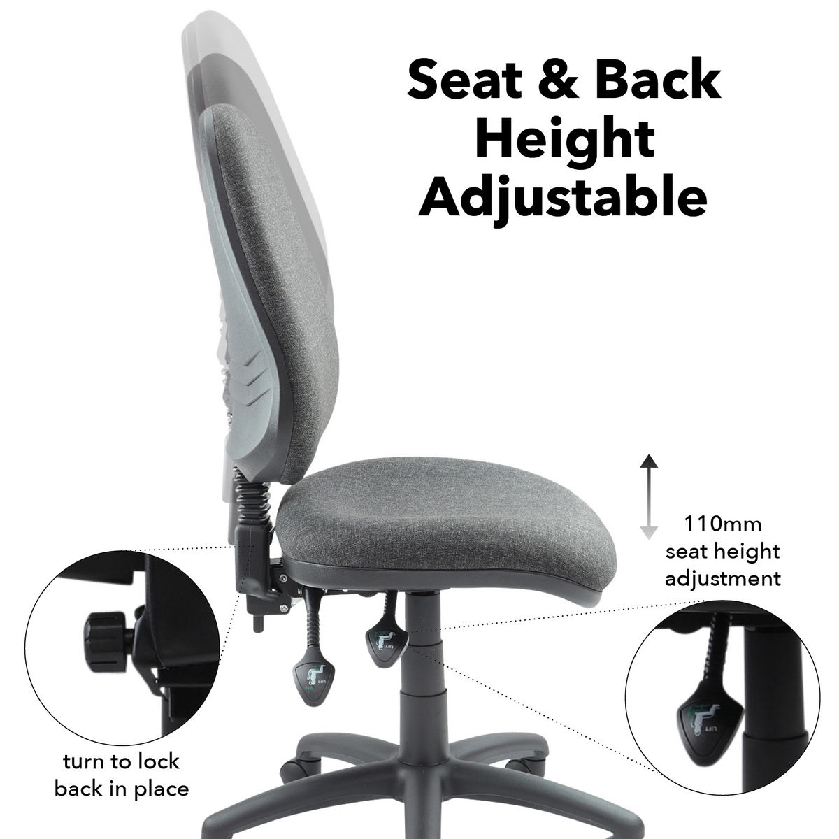 Picture of Vantage 100 2 lever PCB operators chair with no arms - charcoal