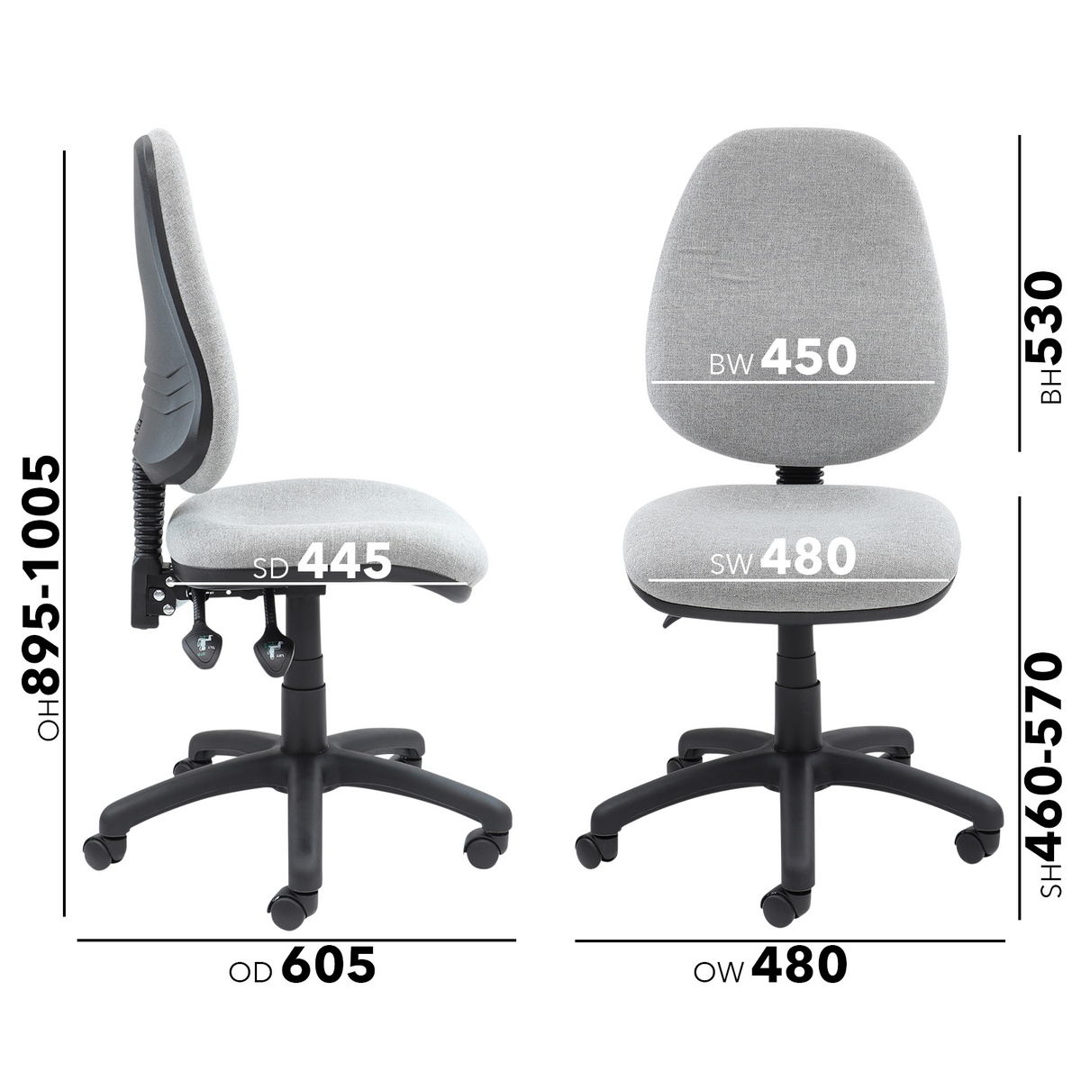 Picture of Vantage 100 2 lever PCB operators chair with no arms - grey
