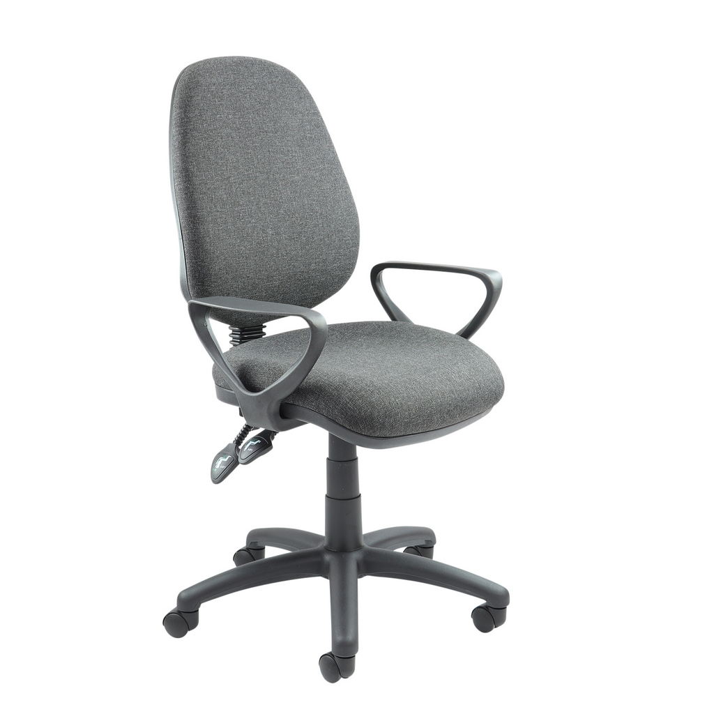 Picture of Vantage 100 2 lever PCB operators chair with fixed arms - charcoal