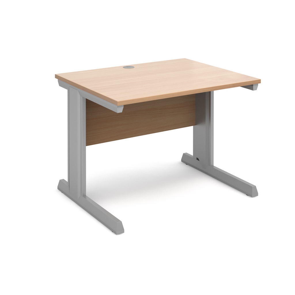 Picture of Vivo straight desk 1000mm x 800mm - silver frame, beech top