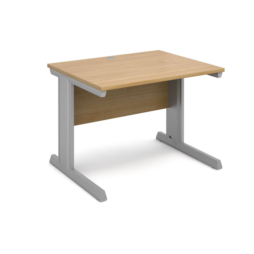 Picture of Vivo straight desk 1000mm x 800mm - silver frame, oak top