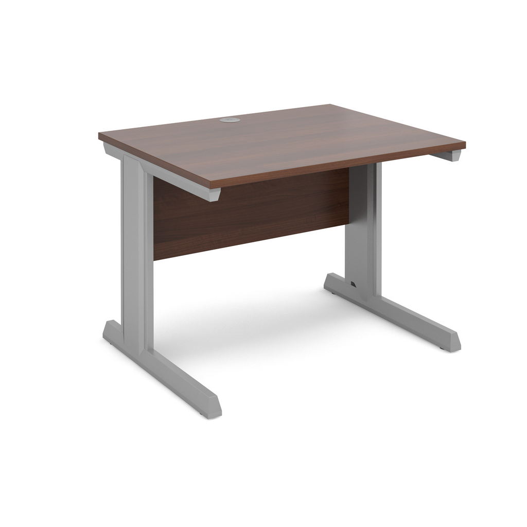 Picture of Vivo straight desk 1000mm x 800mm - silver frame, walnut top