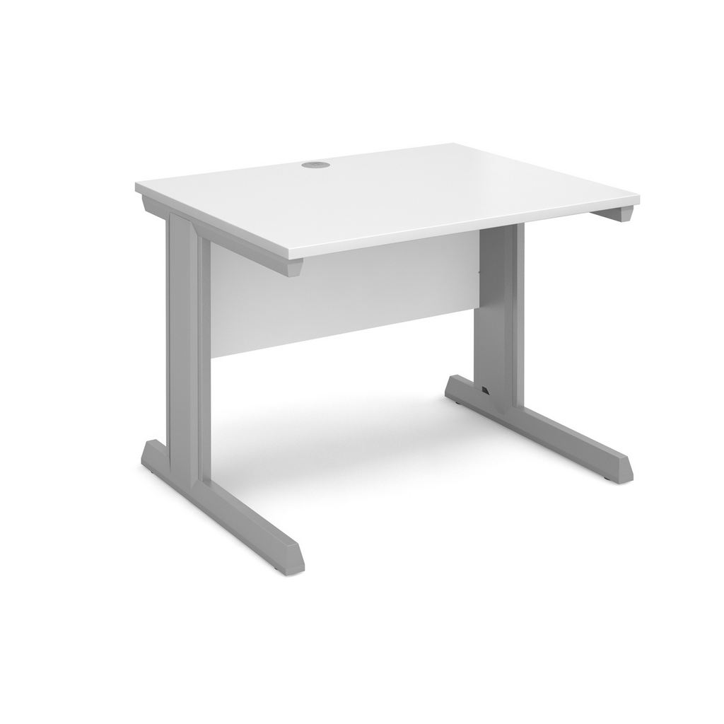 Picture of Vivo straight desk 1000mm x 800mm - silver frame, white top