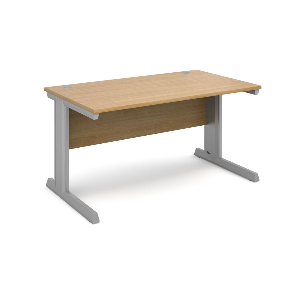 Picture of Vivo straight desk 1400mm x 800mm - silver frame, oak top