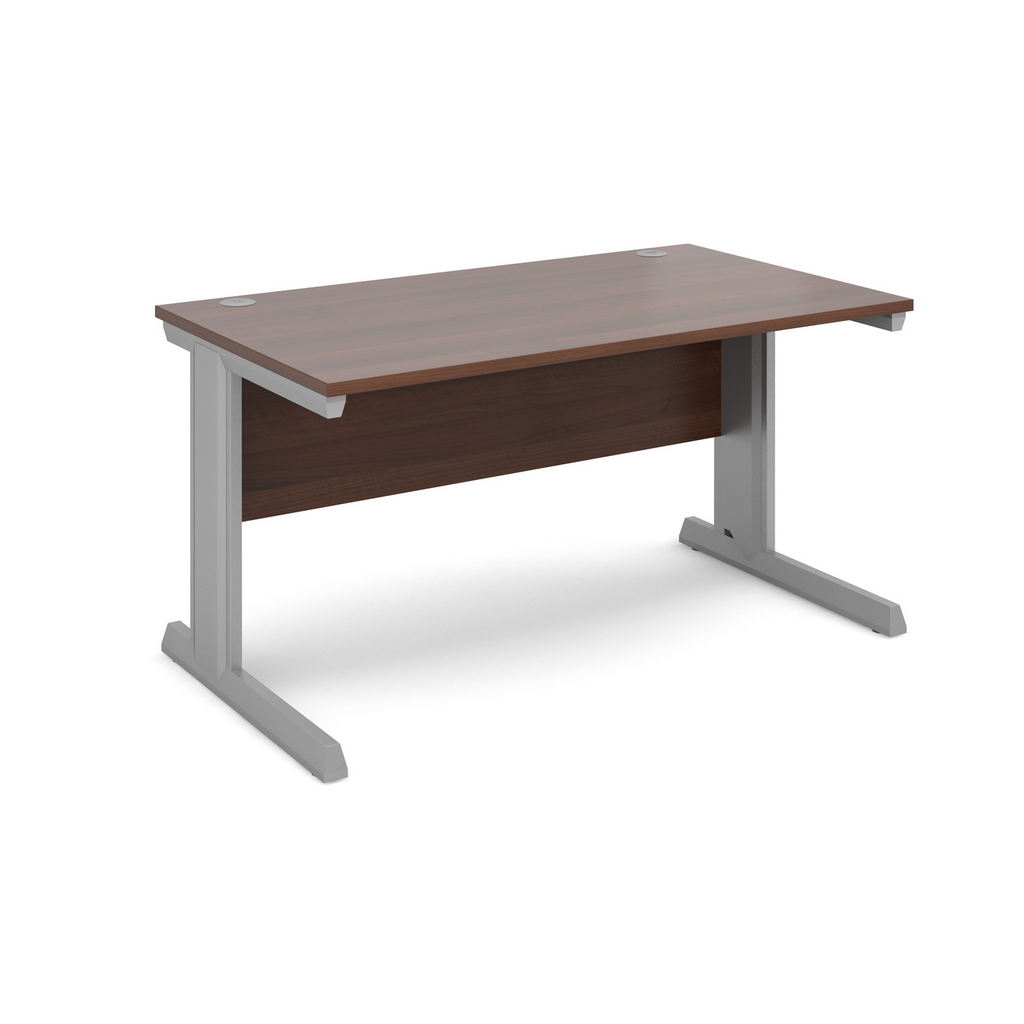 Picture of Vivo straight desk 1400mm x 800mm - silver frame, walnut top