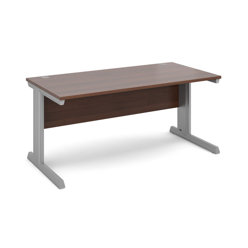 Picture of Vivo straight desk 1600mm x 800mm - silver frame, walnut top