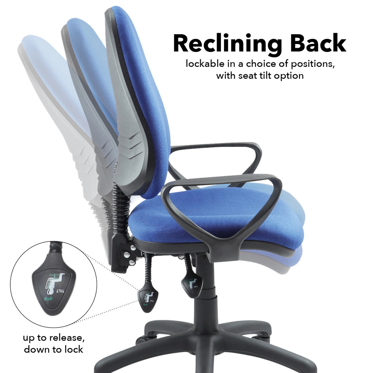 Picture of Vantage 200 3 lever asynchro operators chair with fixed arms - blue