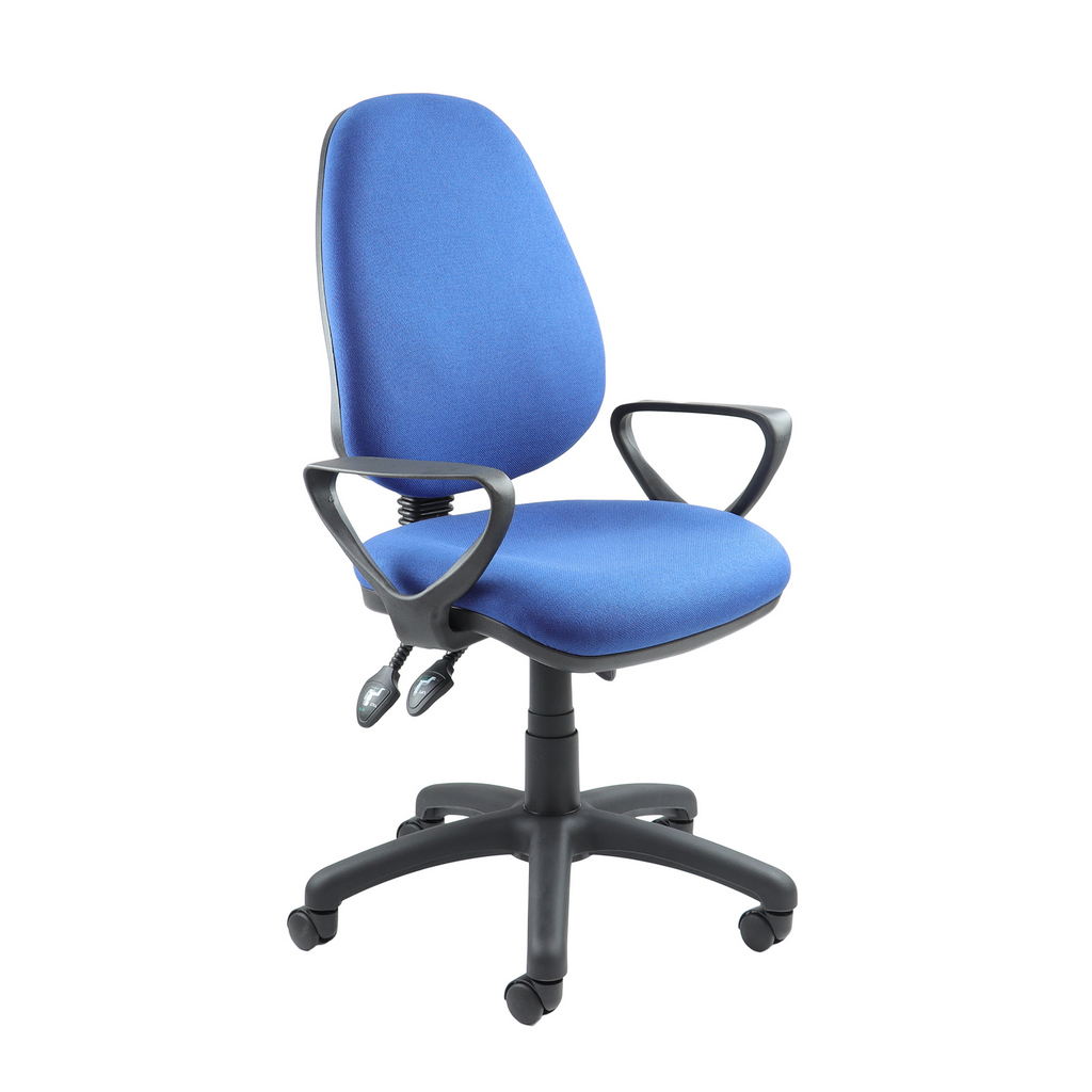 Picture of Vantage 200 3 lever asynchro operators chair with fixed arms - blue