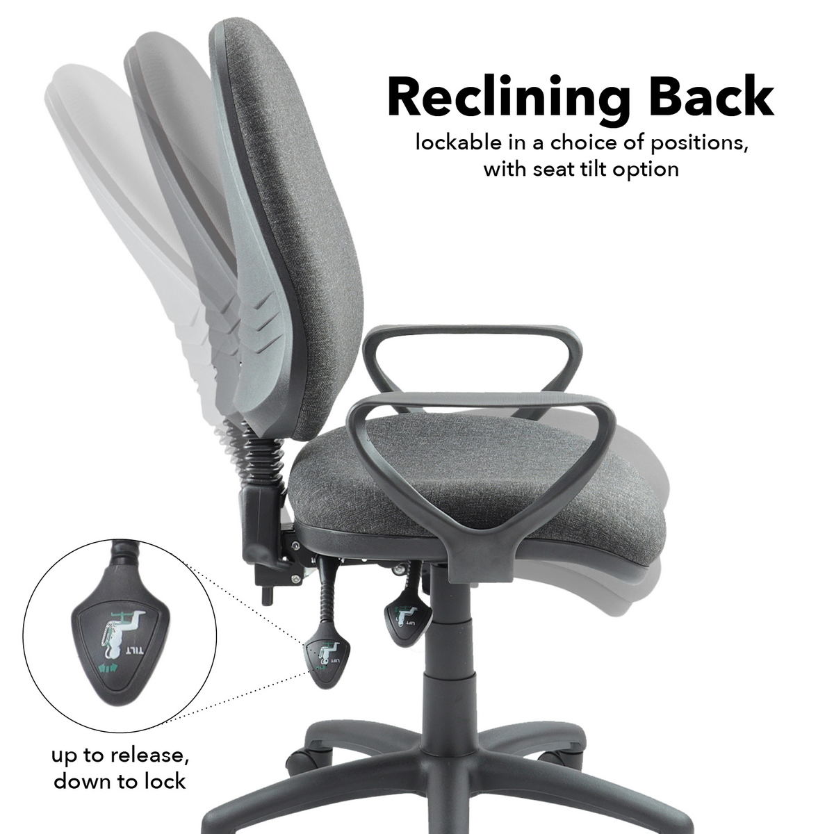 Picture of Vantage 200 3 lever asynchro operators chair with fixed arms - charcoal