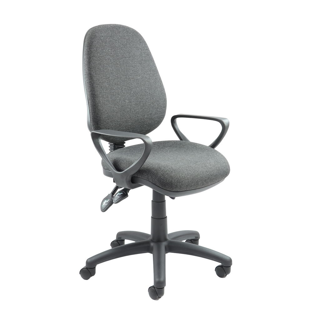 Picture of Vantage 200 3 lever asynchro operators chair with fixed arms - charcoal