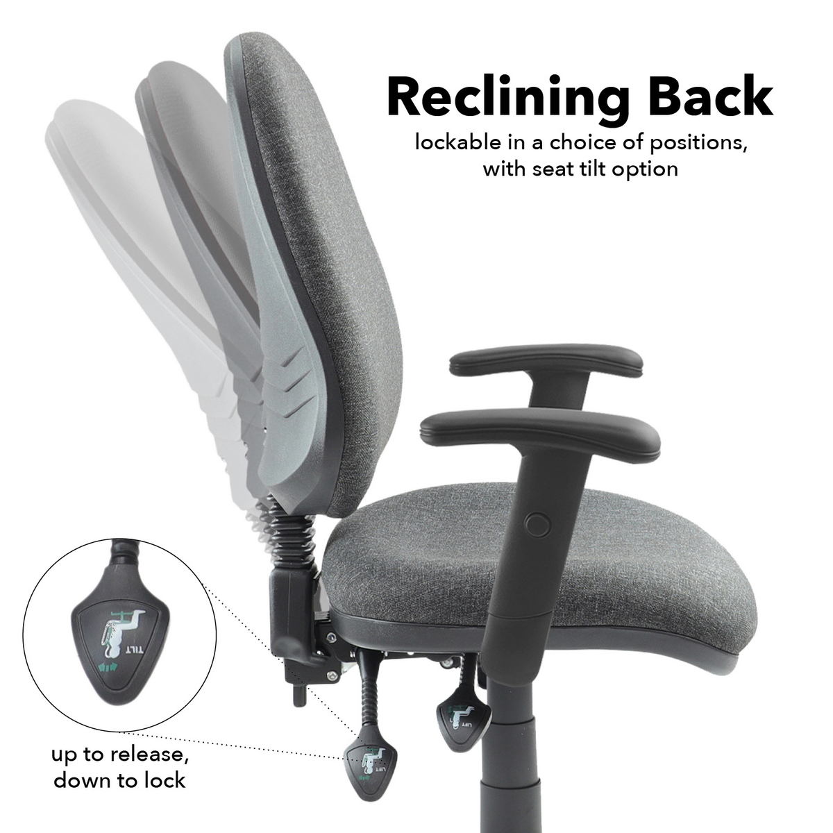 Picture of Vantage 200 3 lever asynchro operators chair with adjustable arms - charcoal