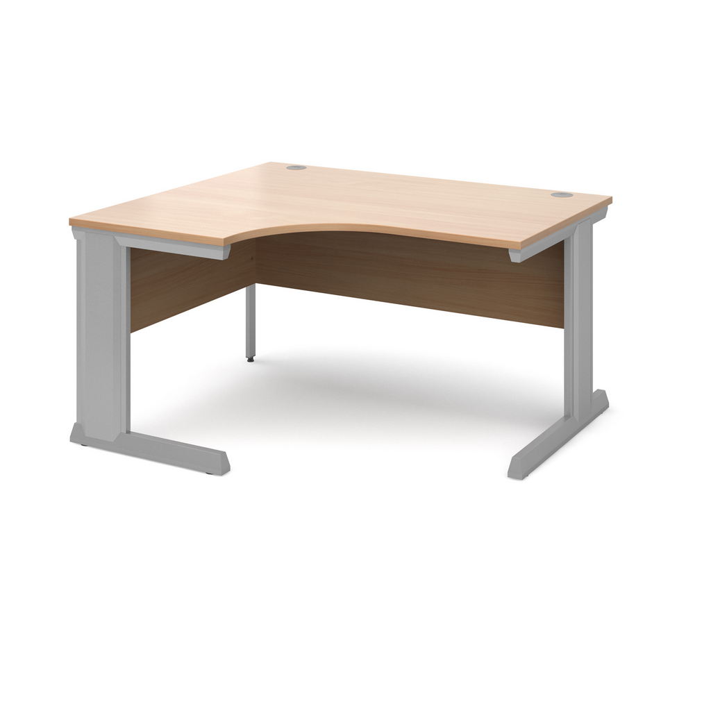 Picture of Vivo left hand ergonomic desk 1400mm - silver frame, beech top