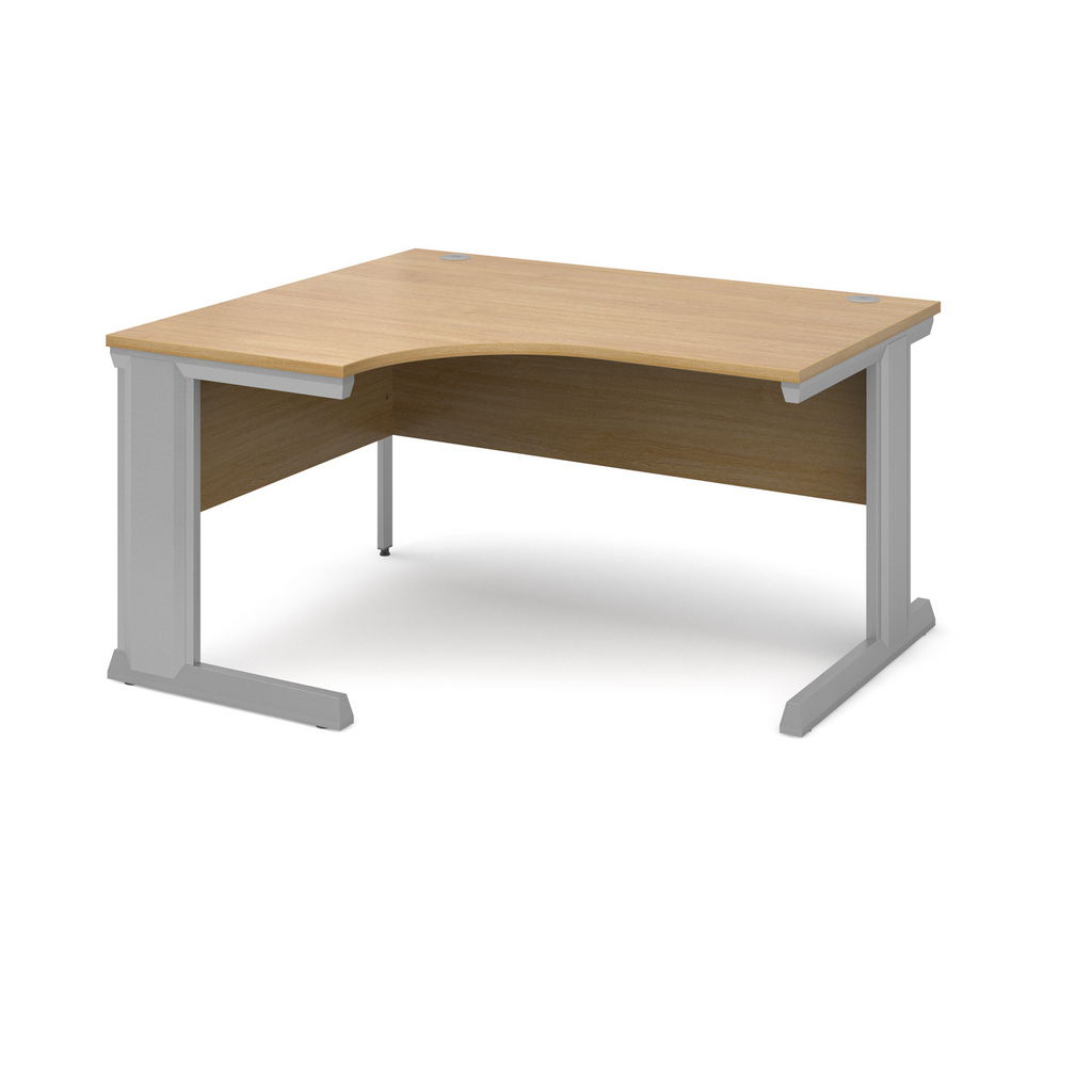 Picture of Vivo left hand ergonomic desk 1400mm - silver frame, oak top