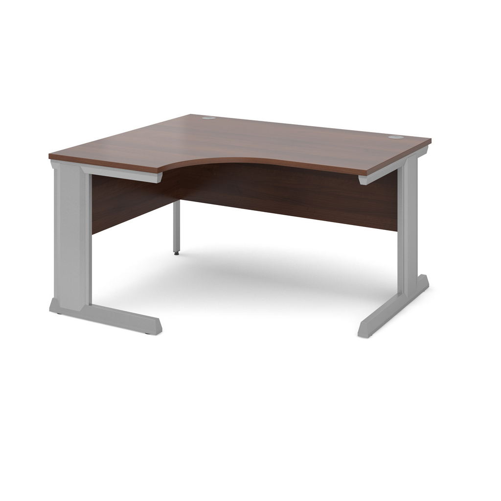 Picture of Vivo left hand ergonomic desk 1400mm - silver frame, walnut top