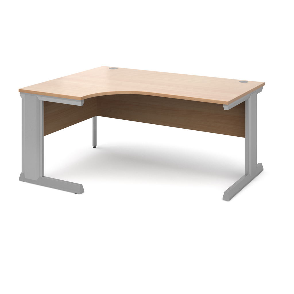 Picture of Vivo left hand ergonomic desk 1600mm - silver frame, beech top