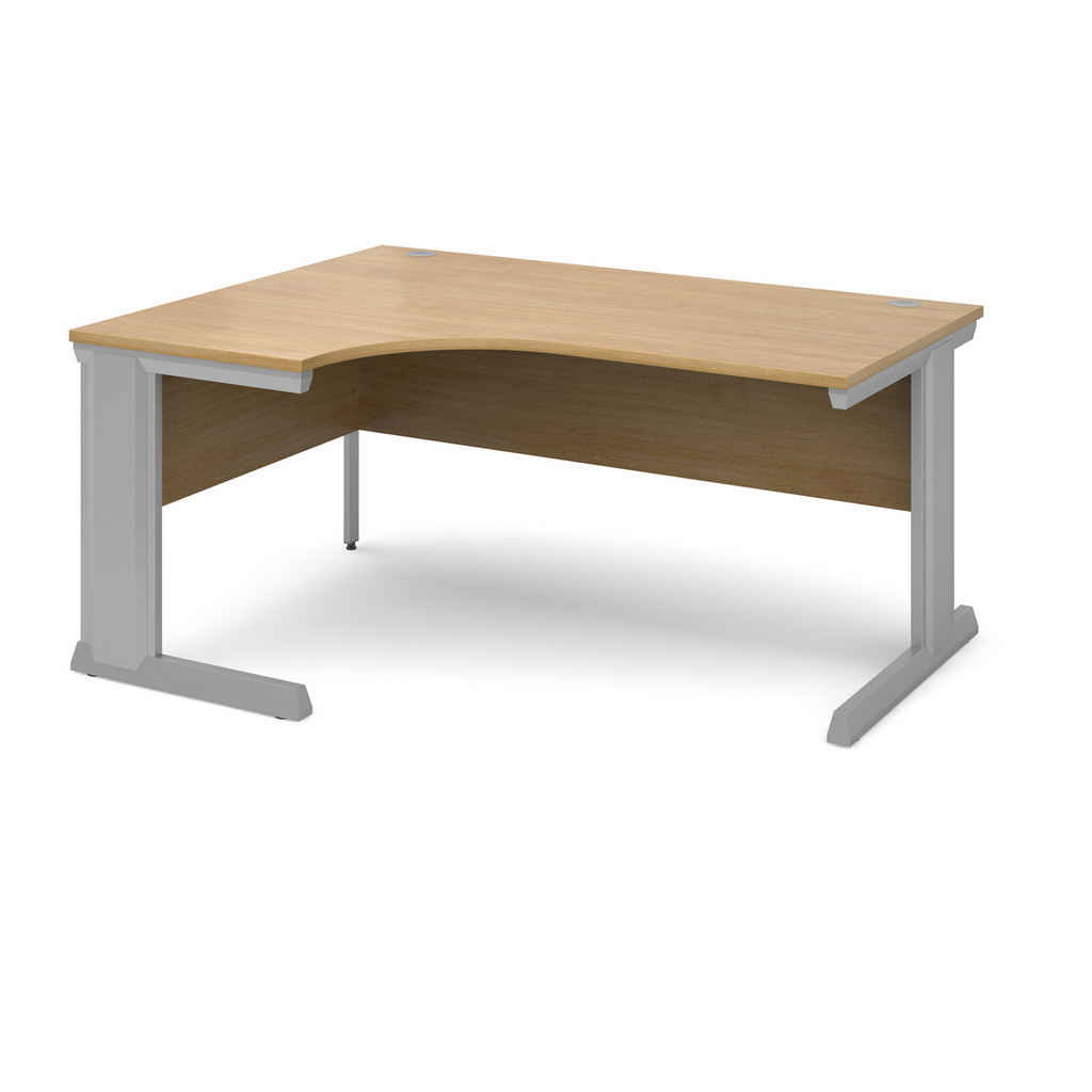 Picture of Vivo left hand ergonomic desk 1600mm - silver frame, oak top