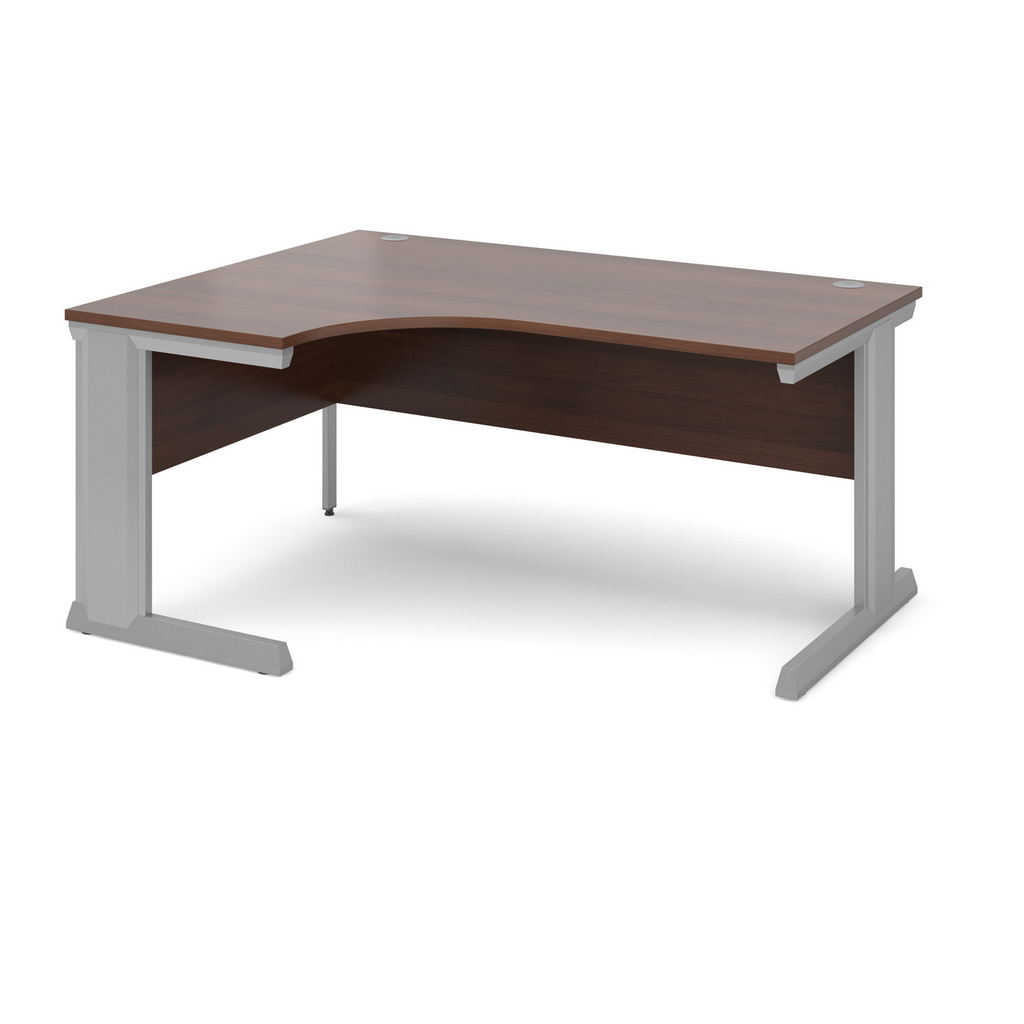 Picture of Vivo left hand ergonomic desk 1600mm - silver frame, walnut top