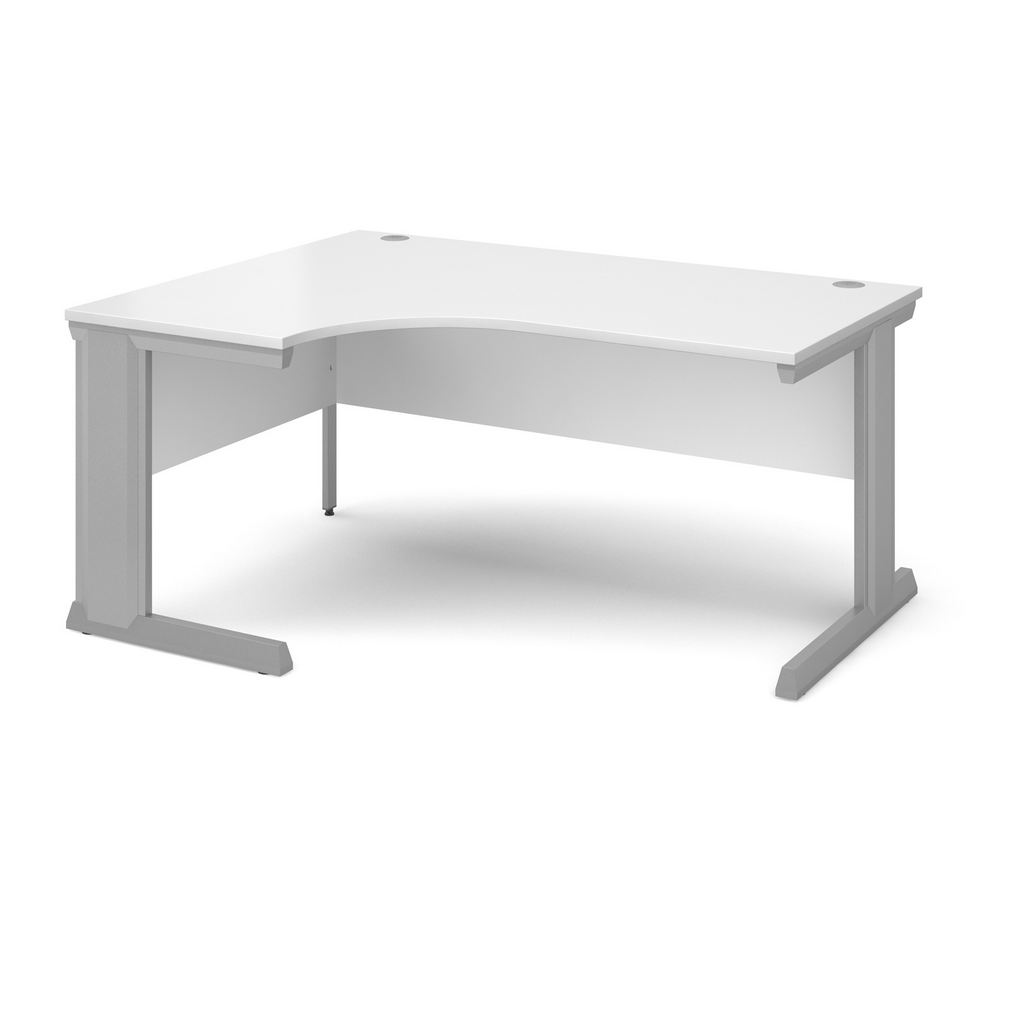 Picture of Vivo left hand ergonomic desk 1600mm - silver frame, white top