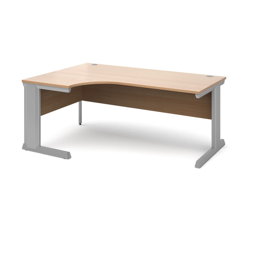 Picture of Vivo left hand ergonomic desk 1800mm - silver frame, beech top