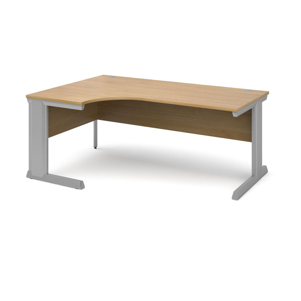 Picture of Vivo left hand ergonomic desk 1800mm - silver frame, oak top