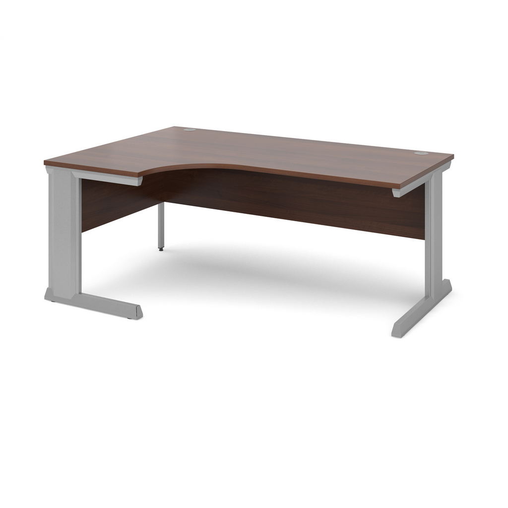 Picture of Vivo left hand ergonomic desk 1800mm - silver frame, walnut top