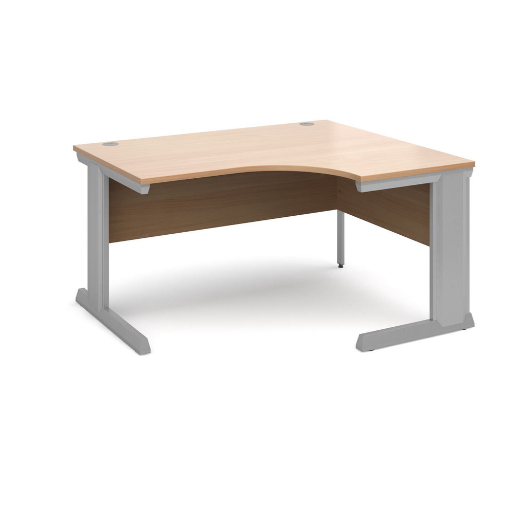 Picture of Vivo right hand ergonomic desk 1400mm - silver frame, beech top