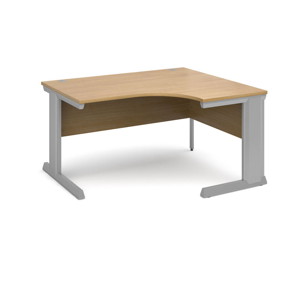 Picture of Vivo right hand ergonomic desk 1400mm - silver frame, oak top