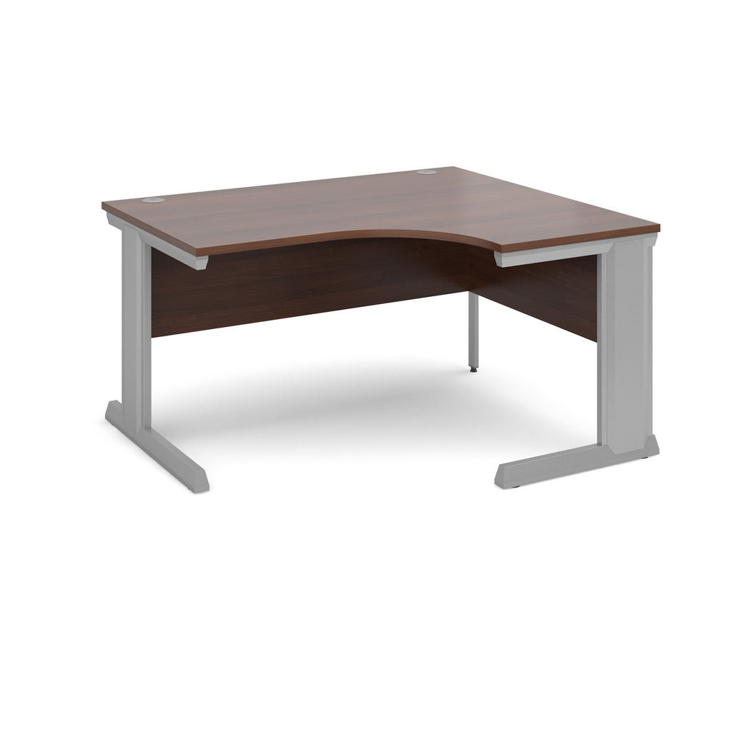 Picture of Vivo right hand ergonomic desk 1400mm - silver frame, walnut top