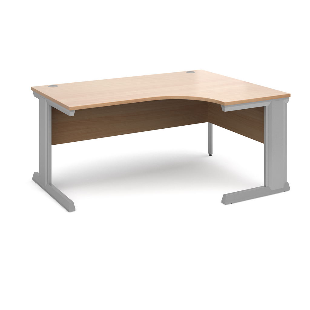 Picture of Vivo right hand ergonomic desk 1600mm - silver frame, beech top