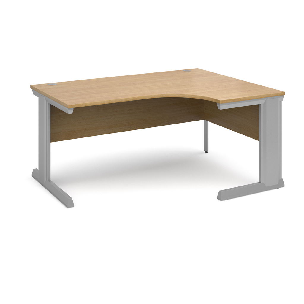 Picture of Vivo right hand ergonomic desk 1600mm - silver frame, oak top