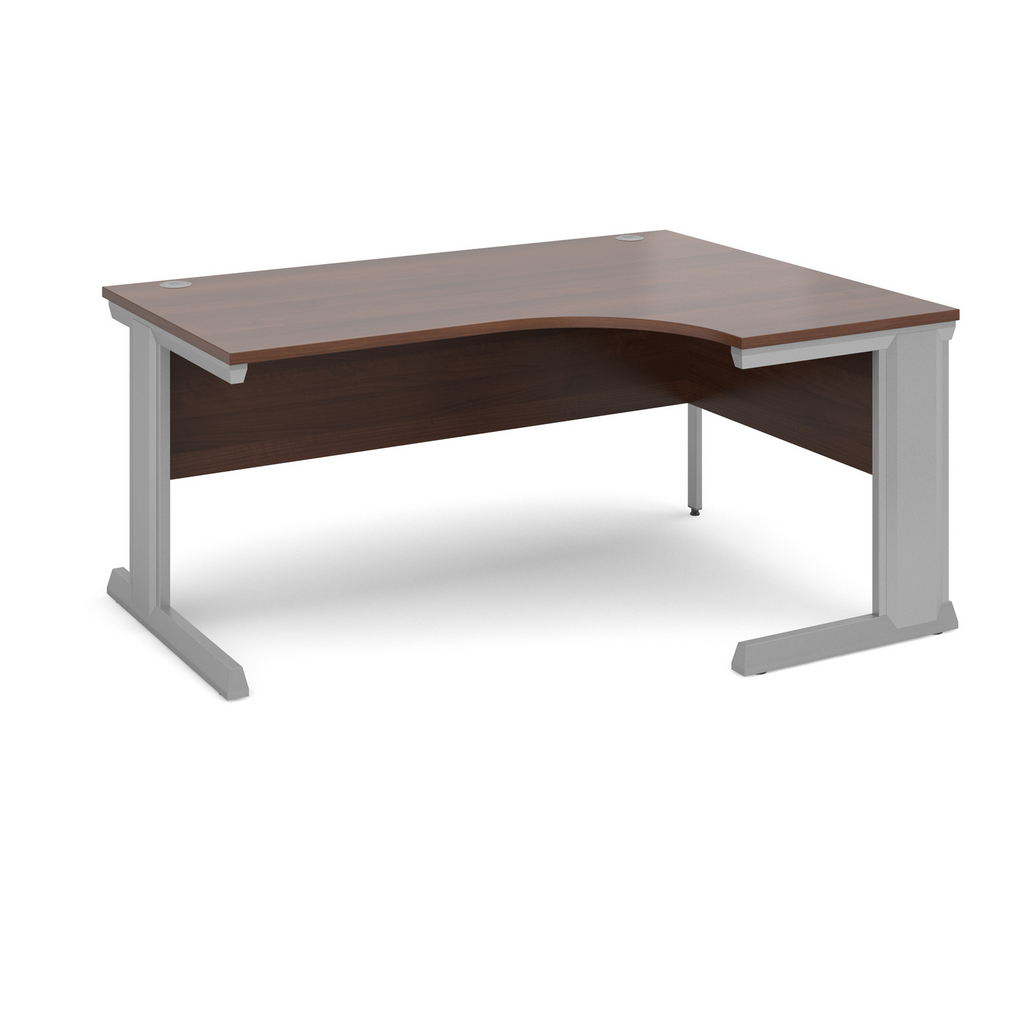 Picture of Vivo right hand ergonomic desk 1600mm - silver frame, walnut top