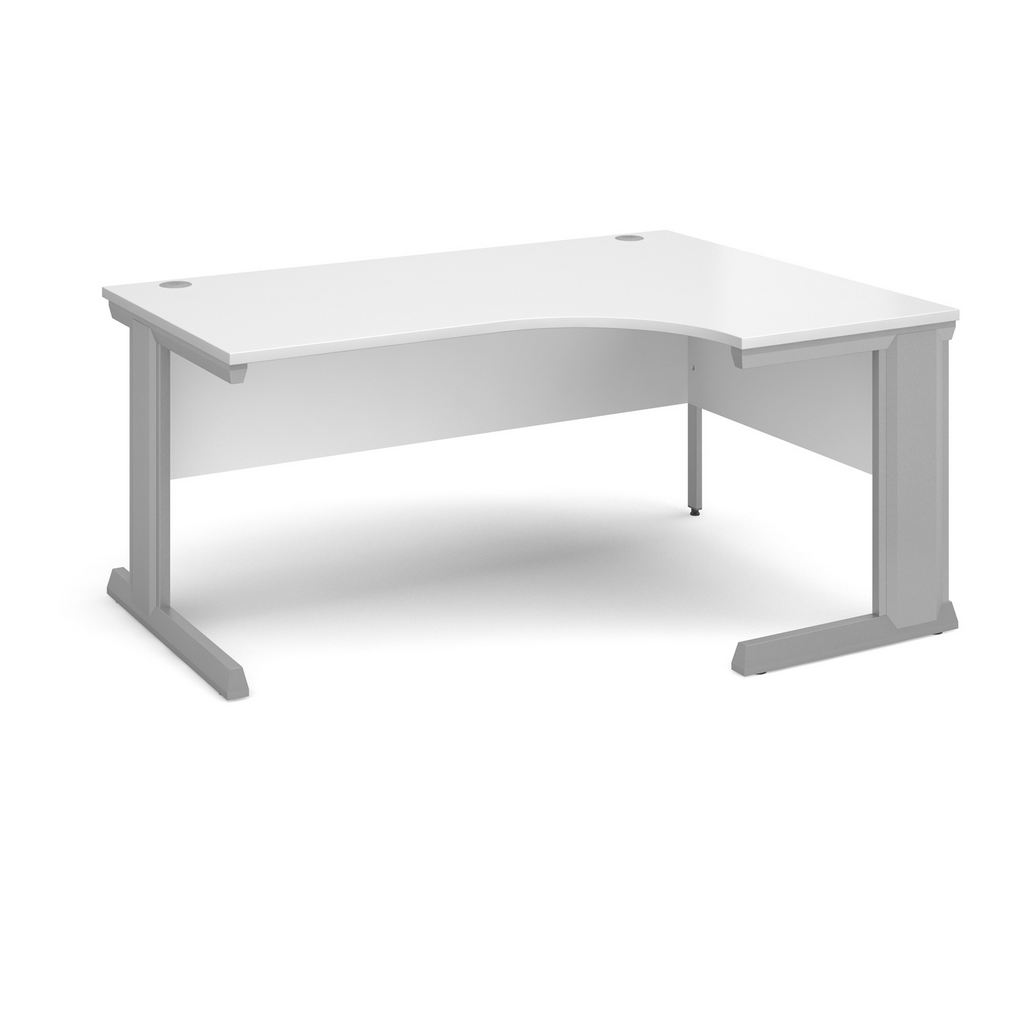 Picture of Vivo right hand ergonomic desk 1600mm - silver frame, white top