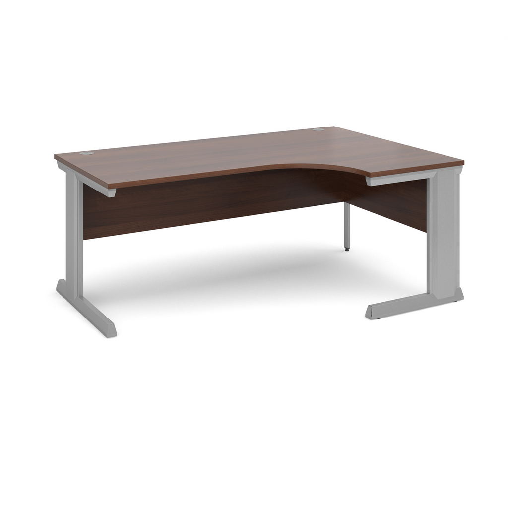 Picture of Vivo right hand ergonomic desk 1800mm - silver frame, walnut top