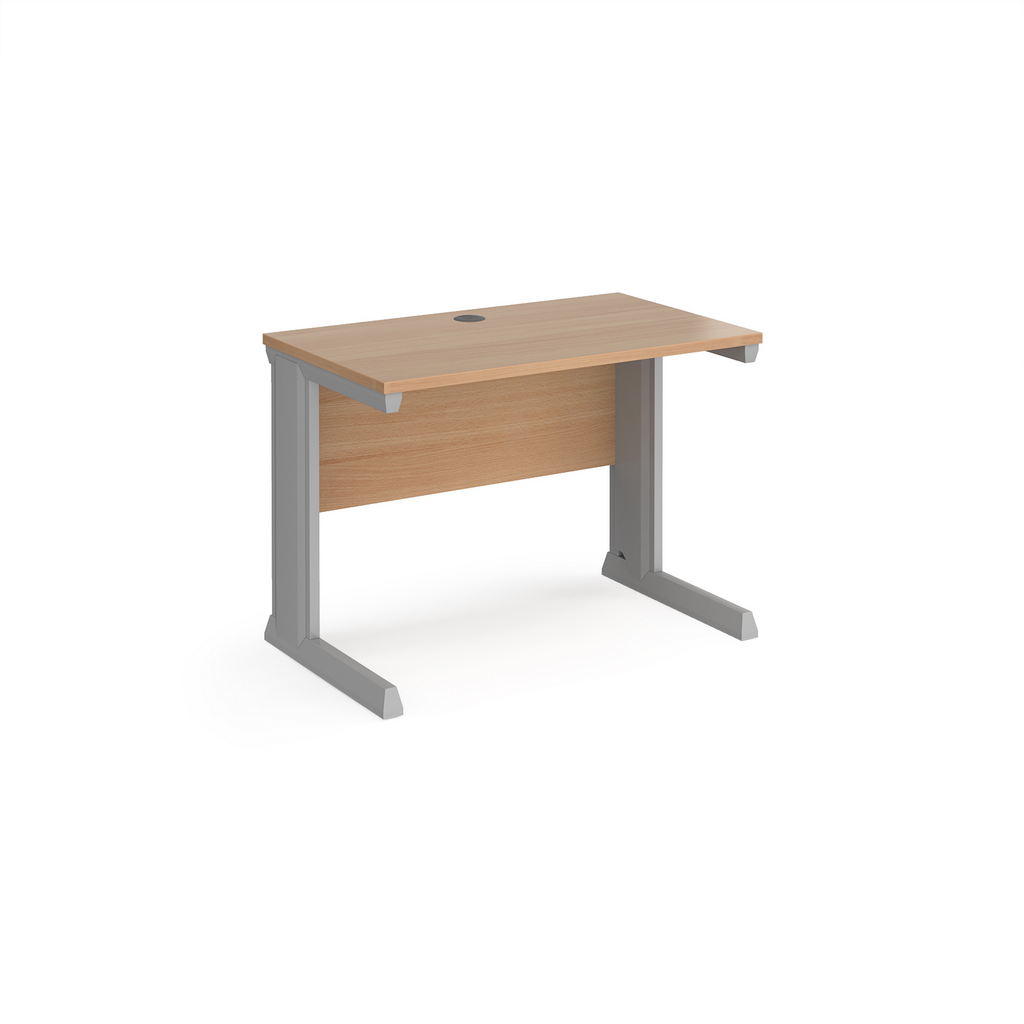 Picture of Vivo straight desk 1000mm x 600mm - silver frame, beech top