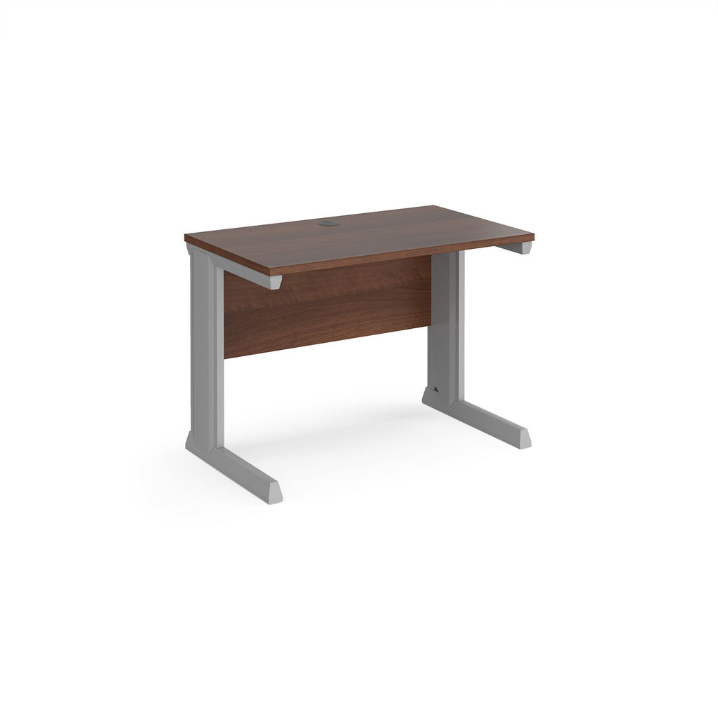 Picture of Vivo straight desk 1000mm x 600mm - silver frame, walnut top