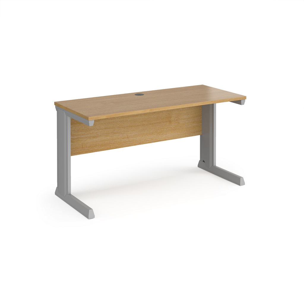 Picture of Vivo straight desk 1400mm x 600mm - silver frame, oak top