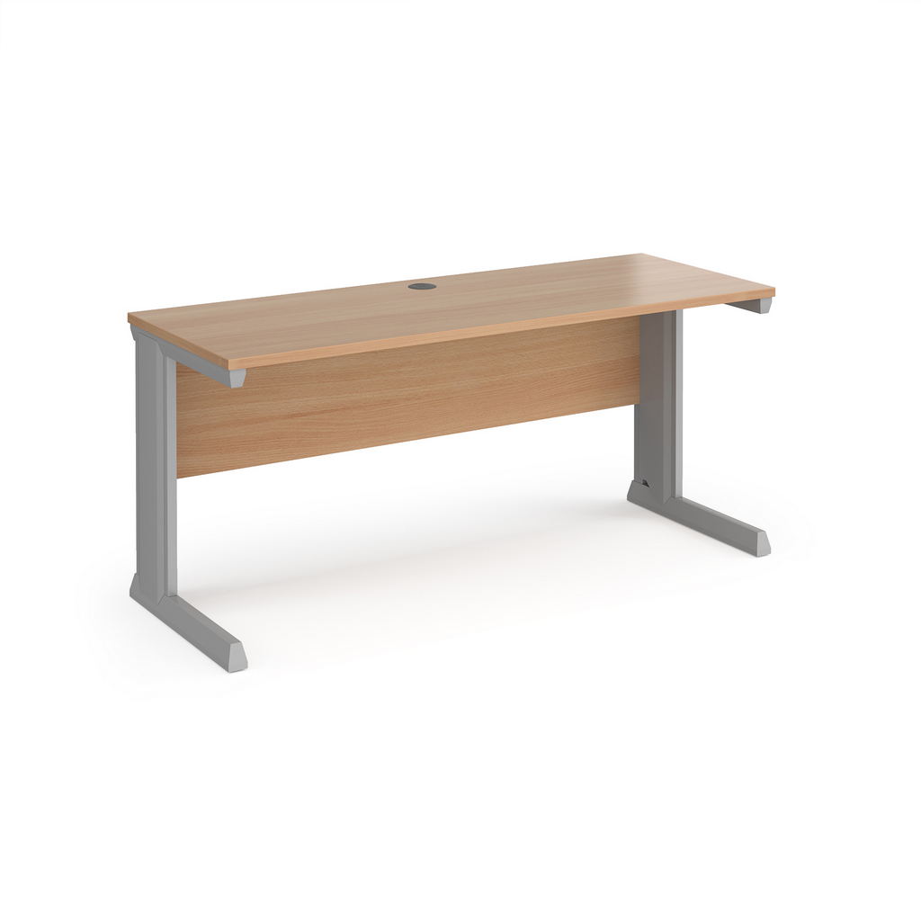 Picture of Vivo straight desk 1600mm x 600mm - silver frame, beech top