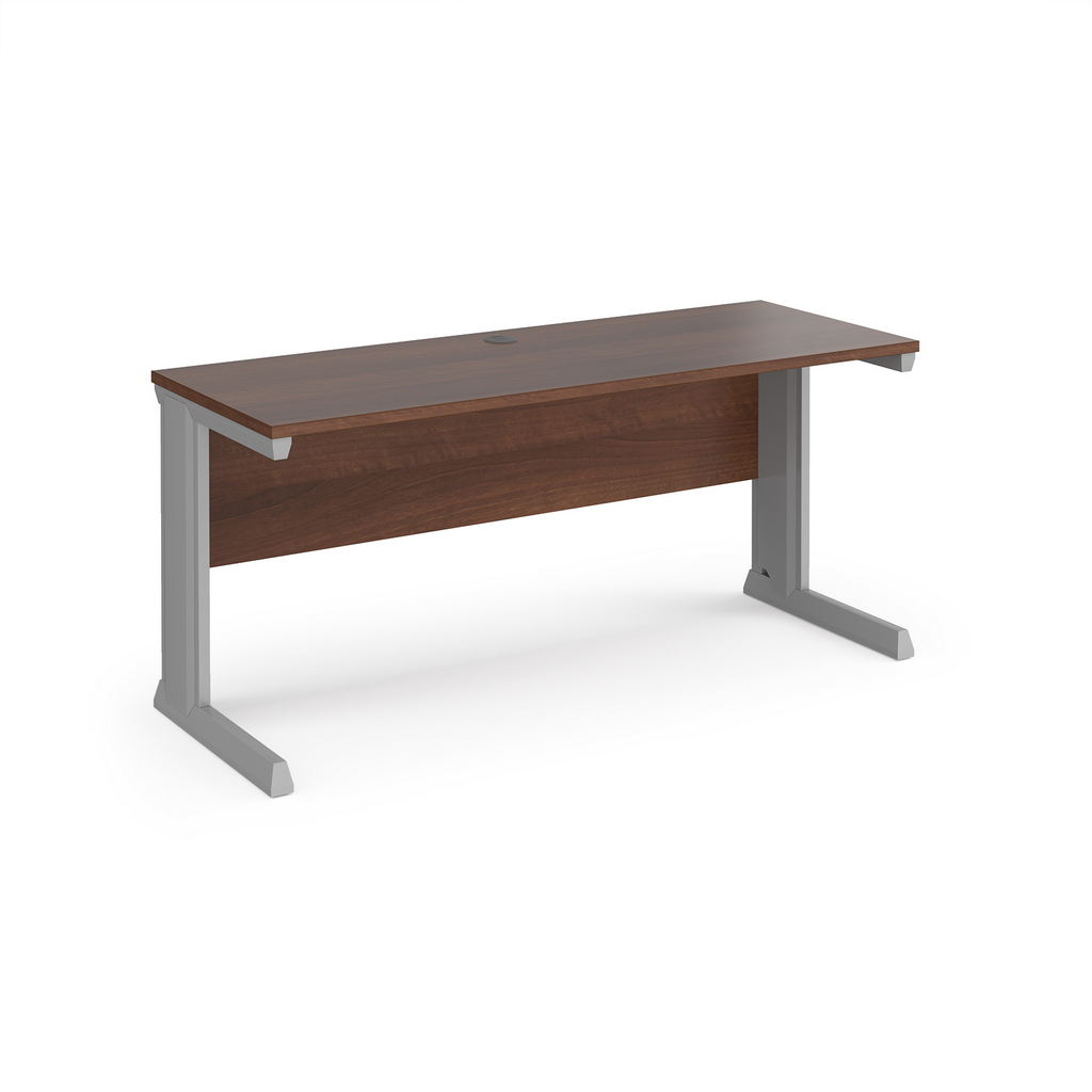 Picture of Vivo straight desk 1600mm x 600mm - silver frame, walnut top