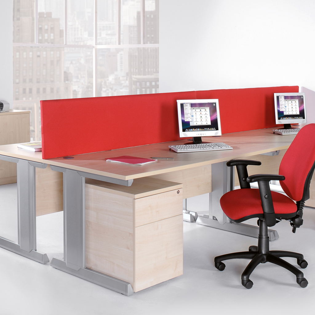 Picture of Vivo straight desk 1200mm x 600mm - silver frame, oak top