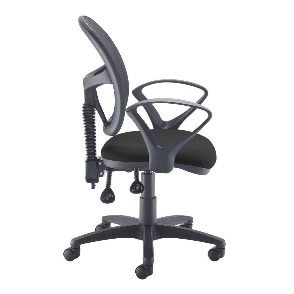 Picture of Jota Mesh medium back operators chair with fixed arms - black